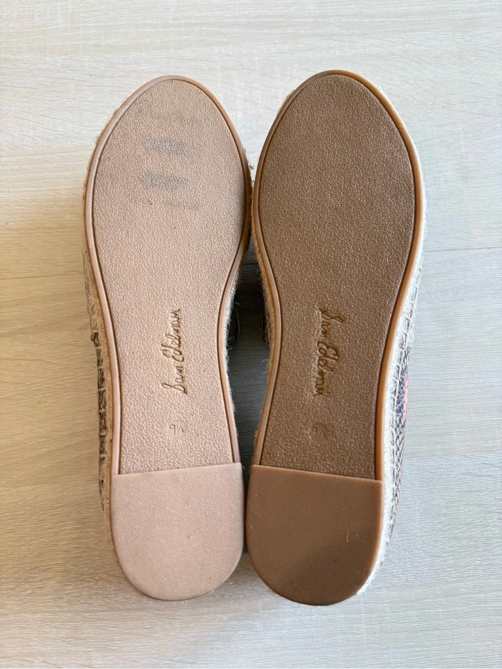 Sam Edelman Snake Print Espadrille Flats Women’s Size 9.5 Slip On Jute Casual